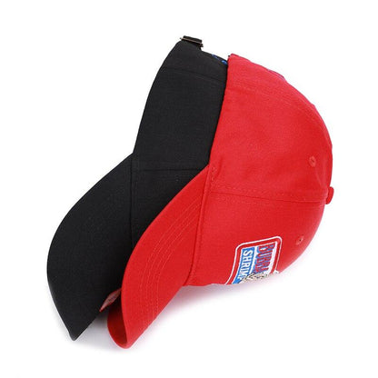 Casquette Vintage à Visière Noire et Rouge