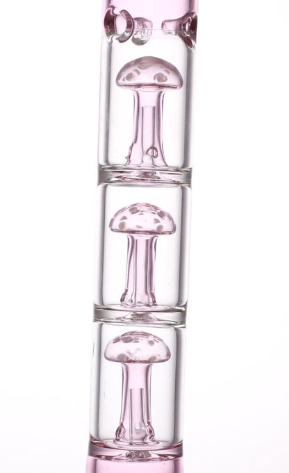 Bang en Verre Champignon Rose 48 cm - Design Unique avec Triple Percolation