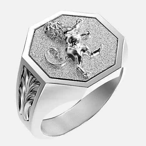 Chevalière bague lion écusson argent By Art Caribe - Passeport Cases