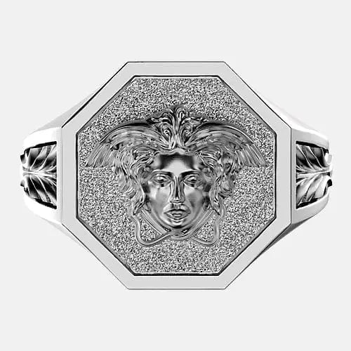 Chevalière bague médusa octogonal argent By Art Caribe - Passeport Cases