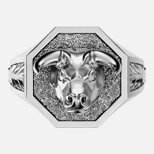 Chevalière bague taureau octogonal argent By Art Caribe - Passeport Cases