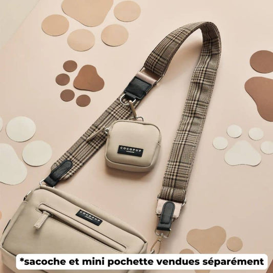 Anse Carreaux Marron Beige pour Sacoche Dog Walking Bag - Passeport Cases