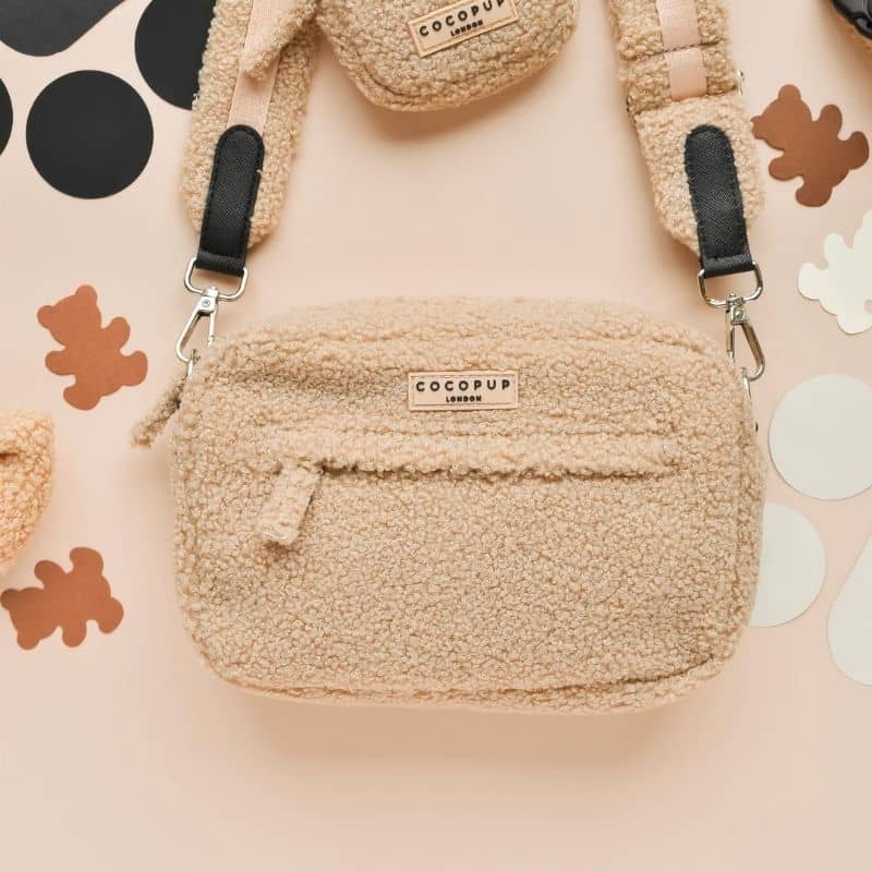 Sacoche de Balade Pratique pour Chiens avec Distributeur de Sacs - Teddy Beige