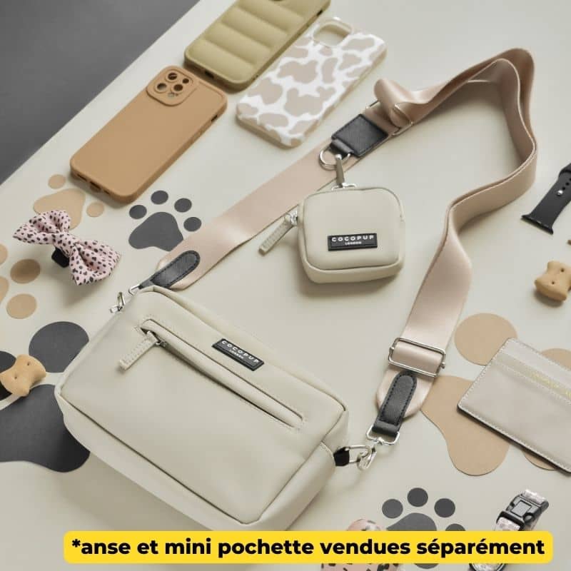 Sacoche Balade Pratique Avec Compartiment Sacs à Déjection - Couleur Caramel Latte