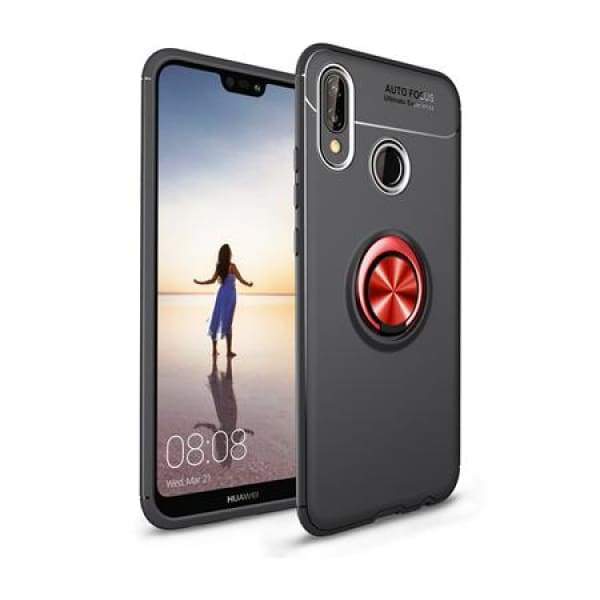 Coque avec Support Bague Magnétique pour Huawei - P20 / Noir Rouge - Fitted Cases