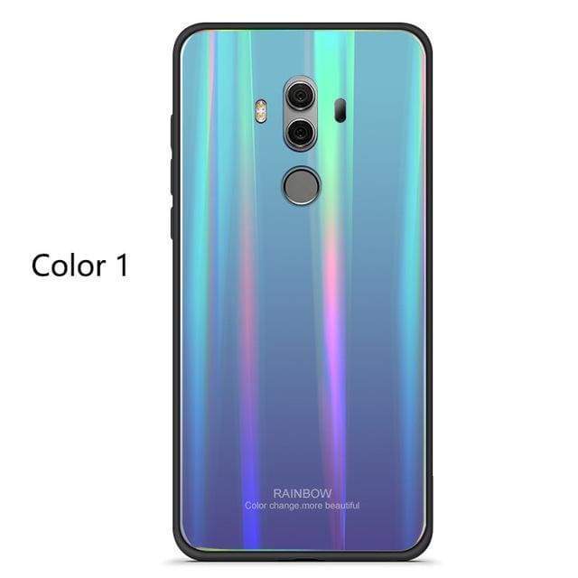 Coque en verre trempé de luxe Arc-En-Ciel pour Huawei - Huawei P20 / Bleu Arc En Ciel - Fitted Cases