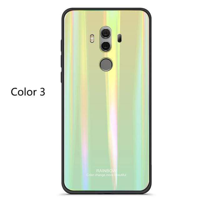 Coque en verre trempé de luxe Arc-En-Ciel pour Huawei - Huawei P20 / Jaune Arc En Ciel - Fitted Cases