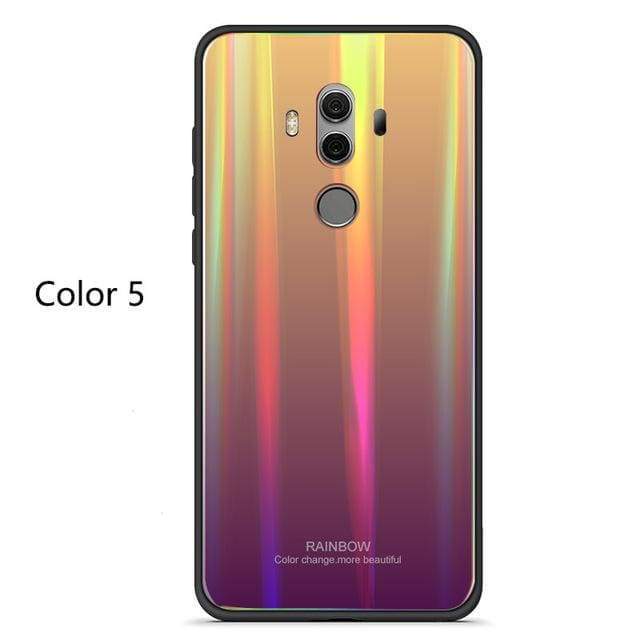 Coque en verre trempé de luxe Arc-En-Ciel pour Huawei - Huawei P20 / Orange Arc En Ciel - Fitted Cases