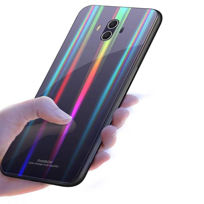 Coque en Verre Trempé Luxe Arc-En-Ciel pour Huawei