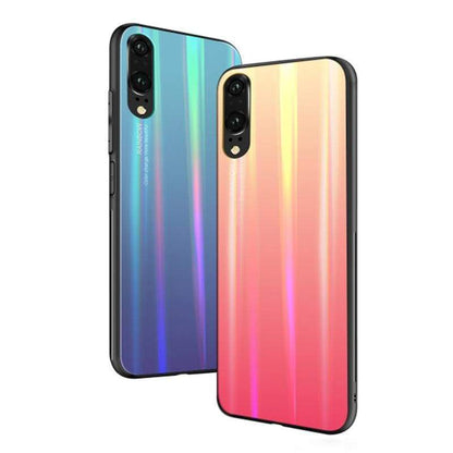 Coque en Verre Trempé Luxe Arc-En-Ciel pour Huawei