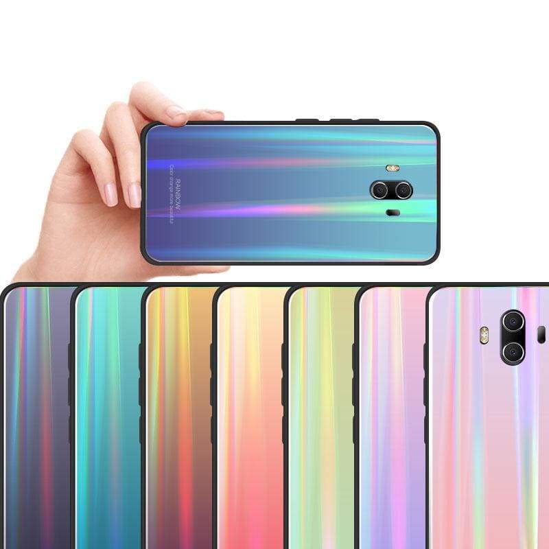 Coque en Verre Trempé Luxe Arc-En-Ciel pour Huawei