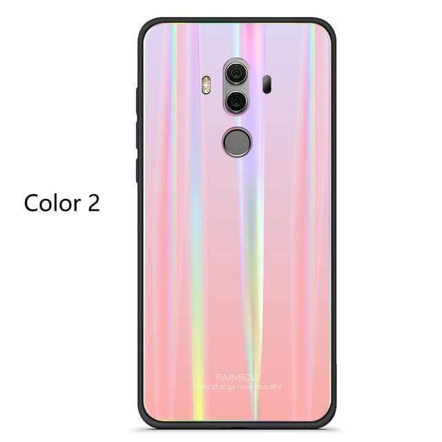 Coque en verre trempé de luxe Arc-En-Ciel pour Huawei - Huawei P20 / Rose Arc En Ciel - Fitted Cases