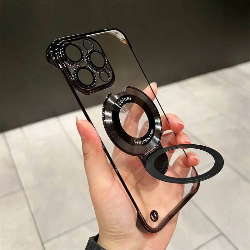 Coque iPhone Magnétique sans cadre avec anneau de support invisible - Noir / Iphone 11