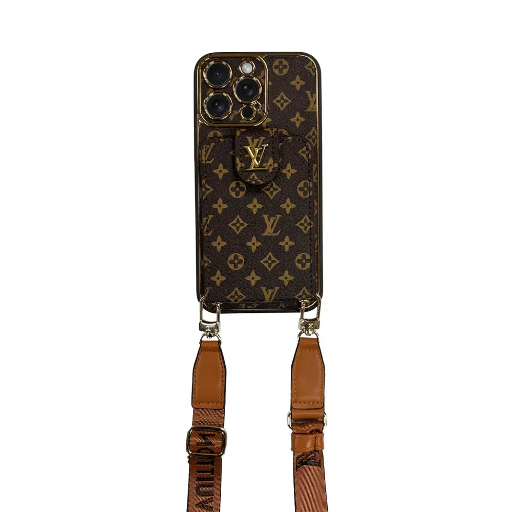 Coque louis vuitton avec porte carte à bandoullière - Iphone 11 / Marron / B