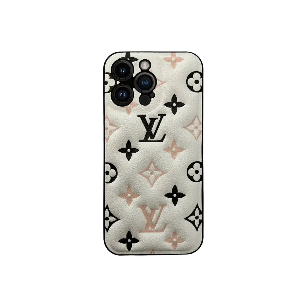 Coque LV Matelassée - Iphone 11 / Logo Noir/rose