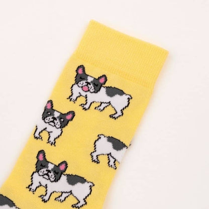 Unisex cotton socks with French bulldog patterns - Made in France