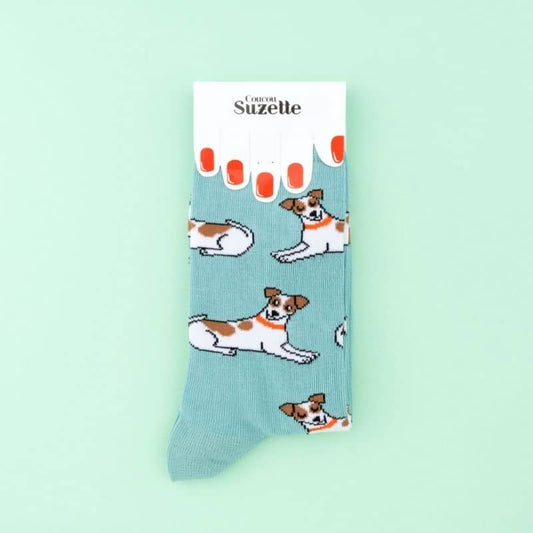 Cotton Unisex Socks - Design Jack Russel, Made in France