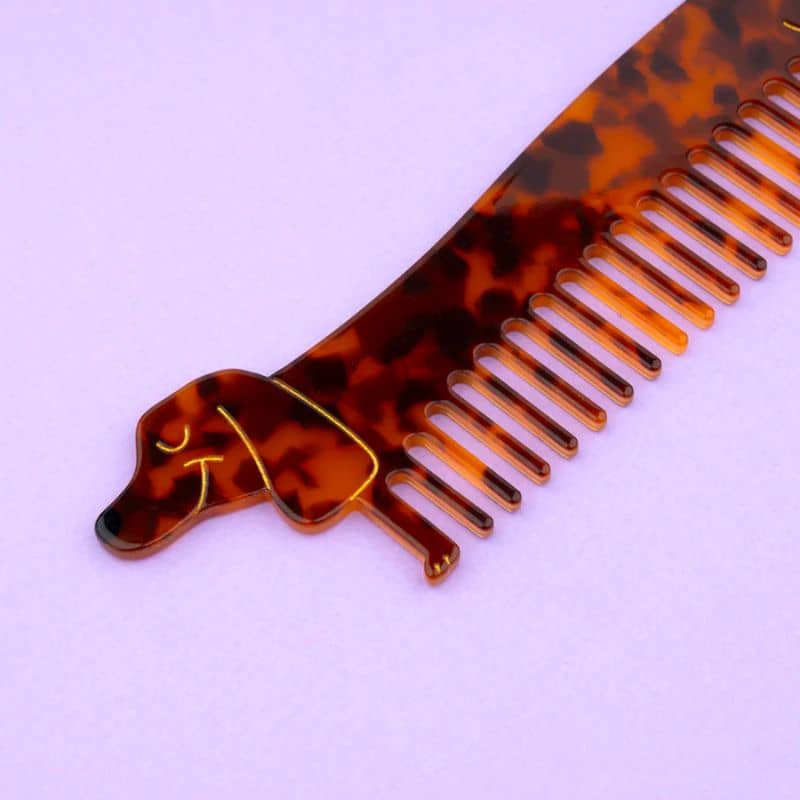 Teckel Original Hair Comb - Turtle Scales With Golden Detales