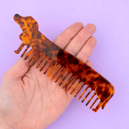 Teckel Original Hair Comb - Turtle Scales With Golden Detales