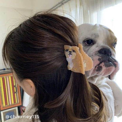 Bartette originale a forma di un bulldog inglese - Accessorio per capelli di Cuckoo Suzette