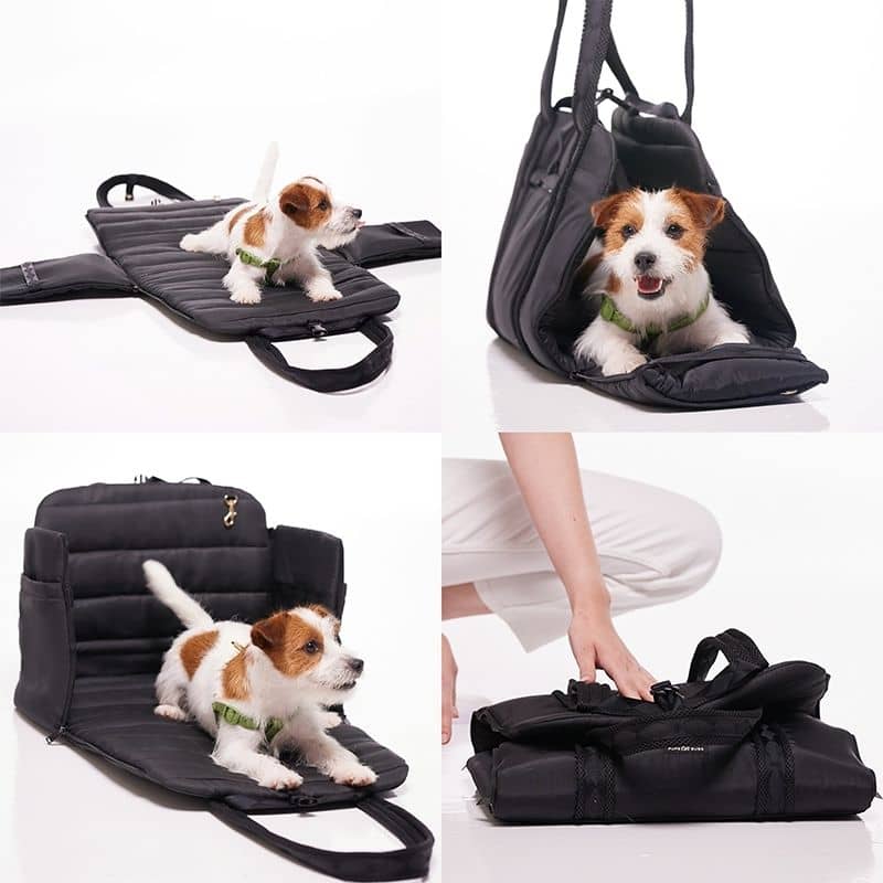 Sac de Transport pour Chien Convertible et Pliable - Noir - Polyvalent et Compact