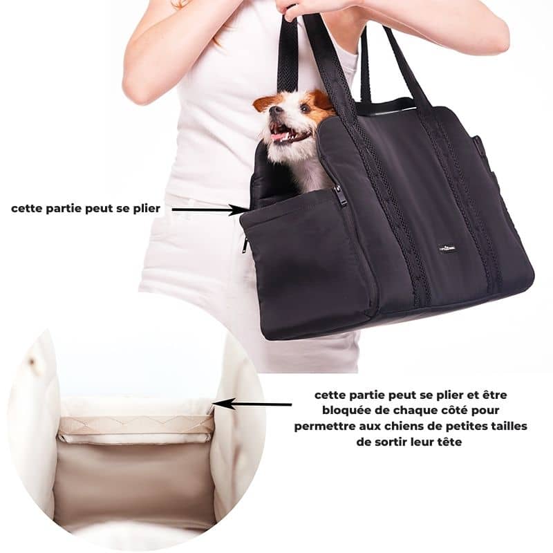 Sac de Transport pour Chien Convertible et Pliable - Noir - Polyvalent et Compact