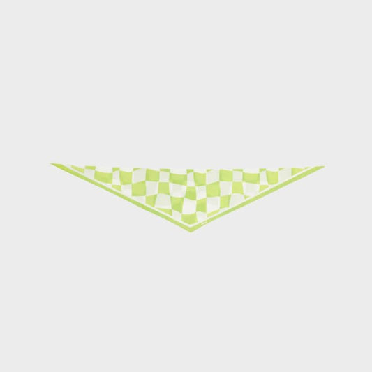 Bandana Chien Oakley – Motif Damier Vert Citron en 100% Coton - Passeport Cases