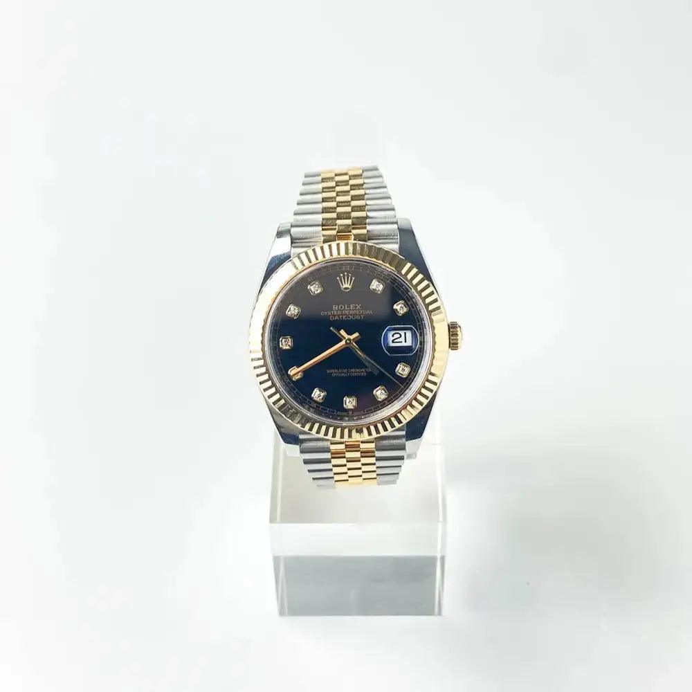 Datejust 41 Black Dial Diamonds Bicolor - Passeport Cases