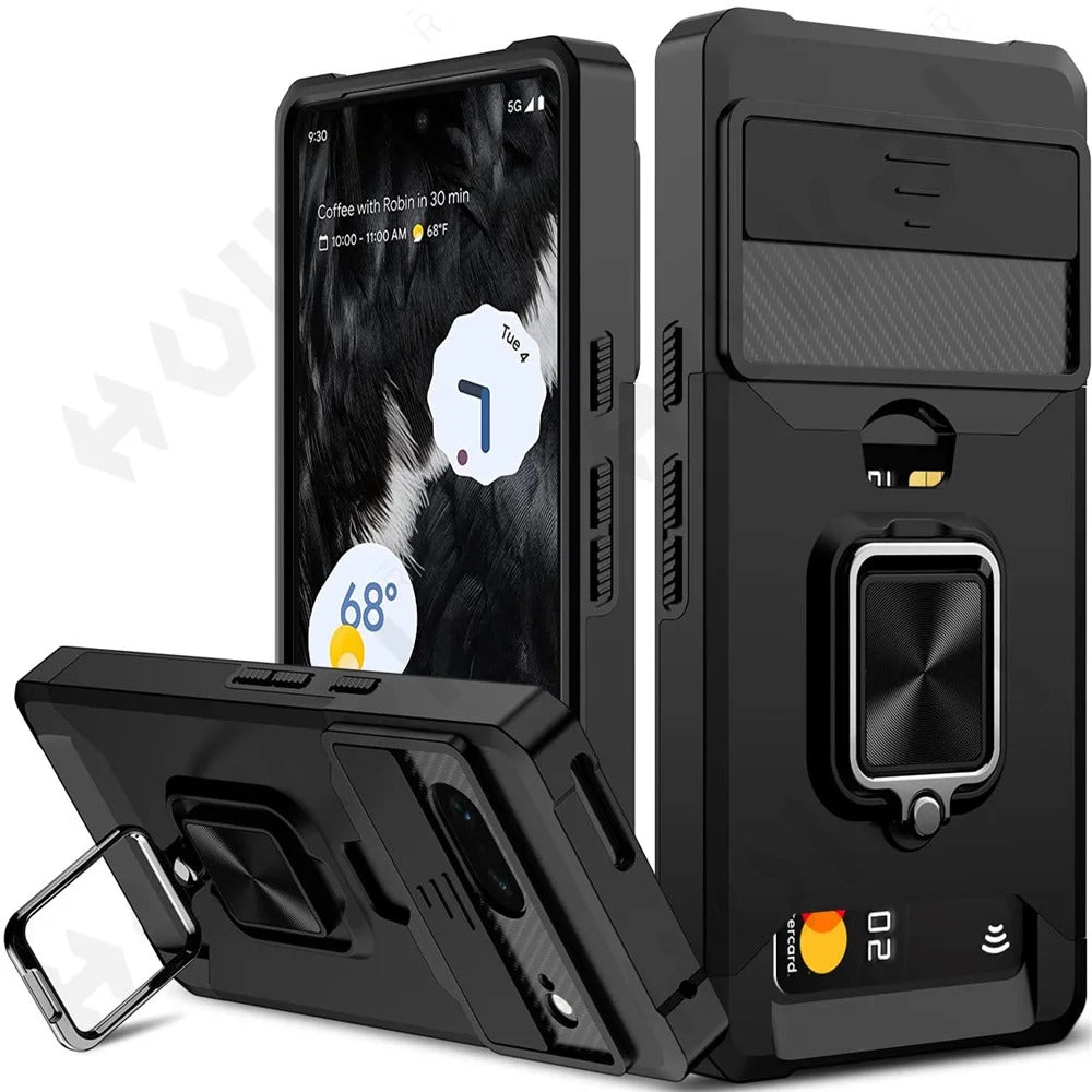 Coque Robuste avec Porte-Cartes et Support Magnétique pour Google Pixel 8, 7A et 7 Pro