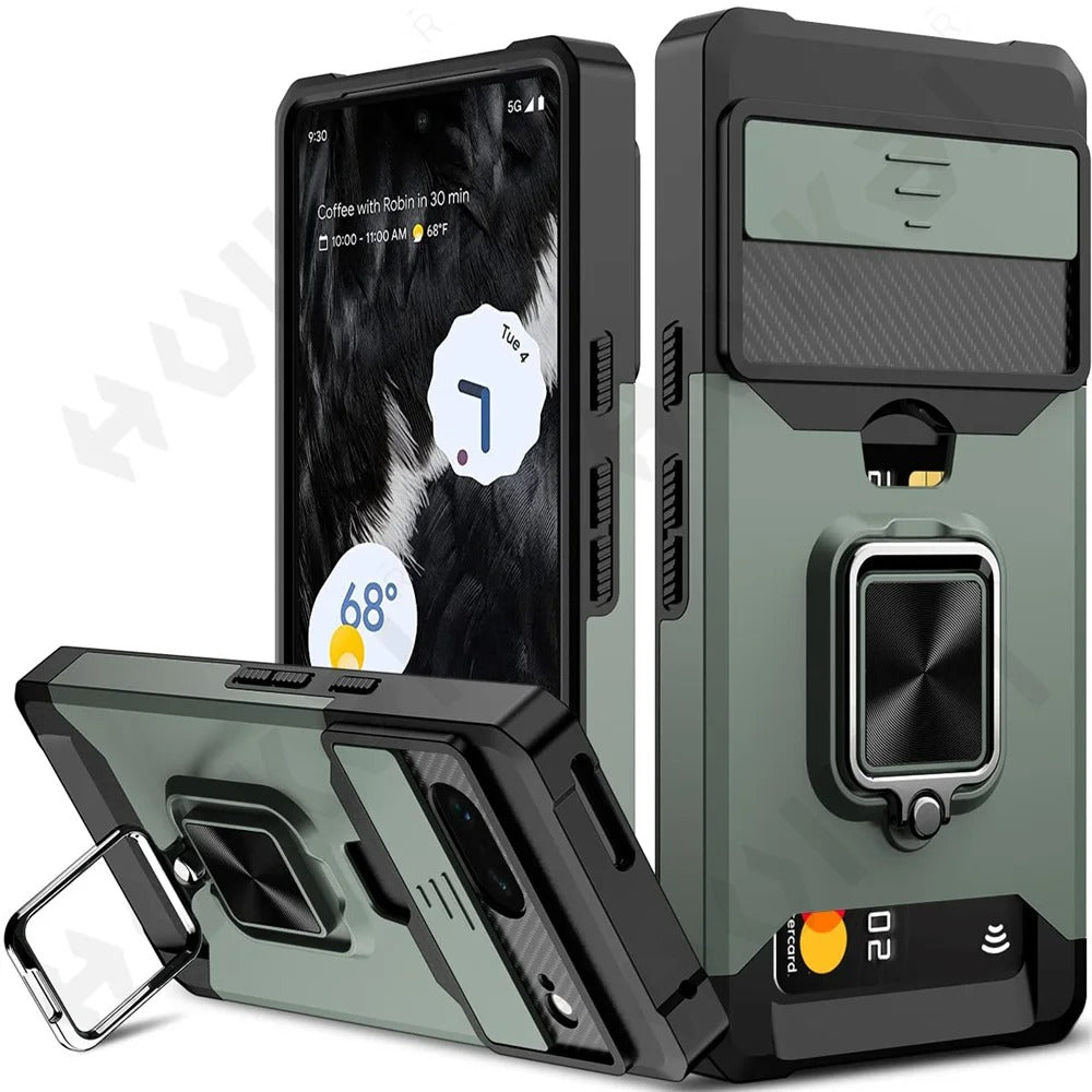 Coque Robuste avec Porte-Cartes et Support Magnétique pour Google Pixel 8, 7A et 7 Pro