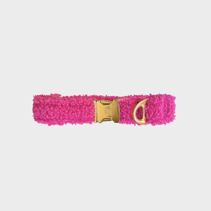 Collana in tessuto per teddy di lampone di teddy fucsia - tendenza e comfort di Dogguo