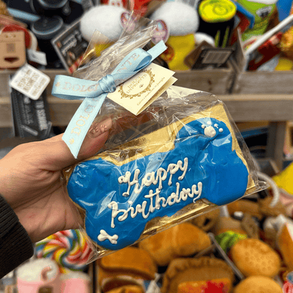 Cake de perro en forma de hueso de cumpleaños - Azul - Artesanía italiana de Dolcimponte