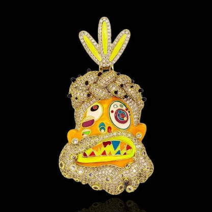 Drippy orange face pendentif jésus - Passeport Cases