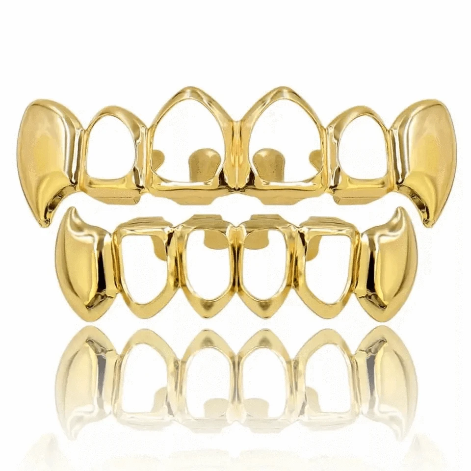 Ensemble Fang Grillz ouvert plaqué or - Passeport Cases