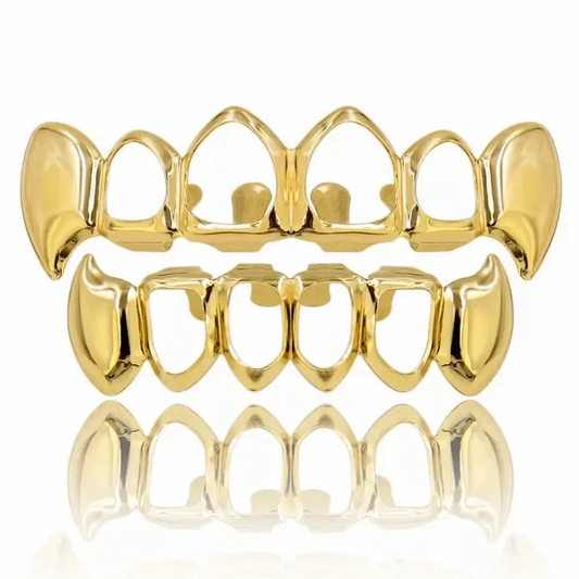 Ensemble Fang Grillz ouvert plaqué or - Passeport Cases