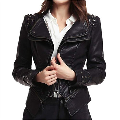 Femme Veste Cuir Vintage