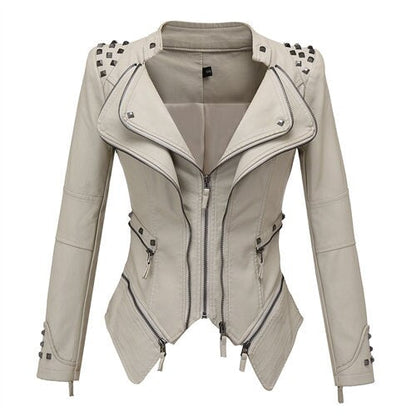 Femme Veste Cuir Vintage