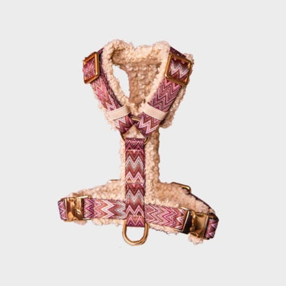 Strap harness (in y) sherpa for dogs - zigzag pattern "zazzy" and sherpa fabric