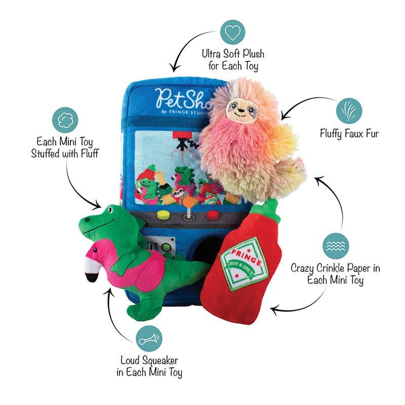 Interactive dog toy - Mental enrichment with plush plug machine and sound figurines