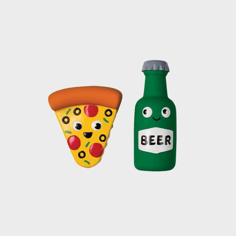 Dog Latex Toy Duo - Pizza & Beer 🍕🍺