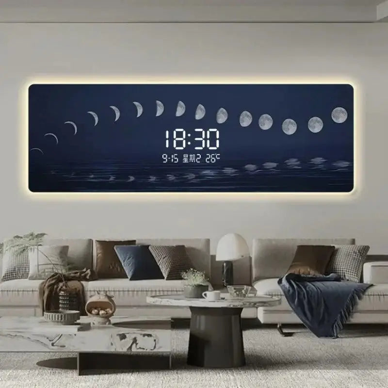 Grande Horloge Murale Lumineuse - Lunaire / 90x30cm