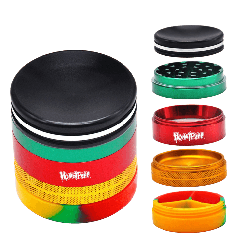 Grinder Honeypuff 5 Parties Métal Rasta 63 mm