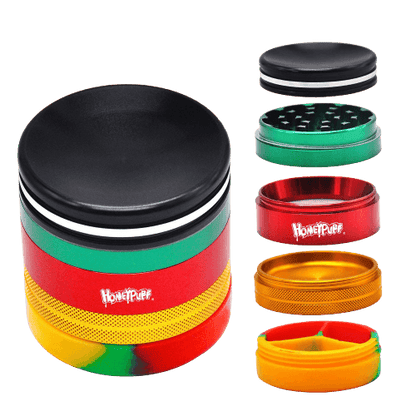 Grinder Honeypuff 5 Parties Métal Rasta 63 mm