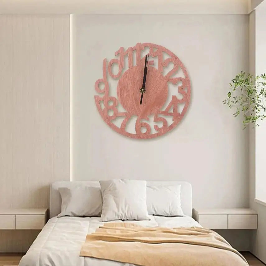 Horloge Bois Scandinave - Bois rosé