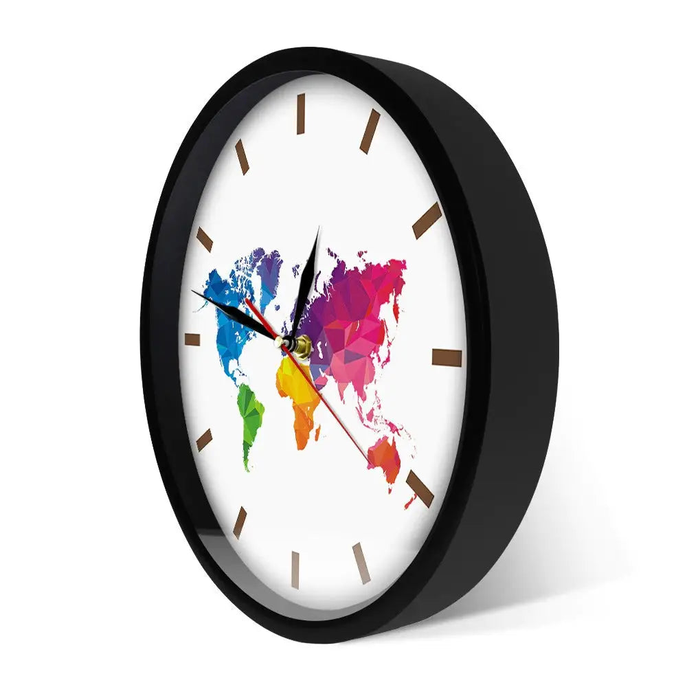 Horloge Carte du Monde Multicolore - Horloge Design