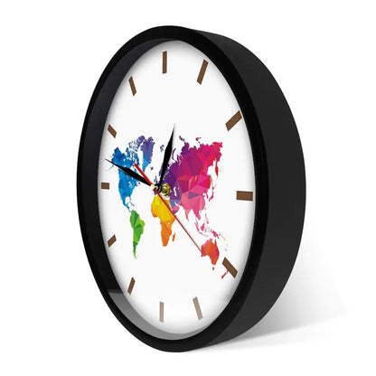 Horloge Carte du Monde Multicolore - Horloge Design