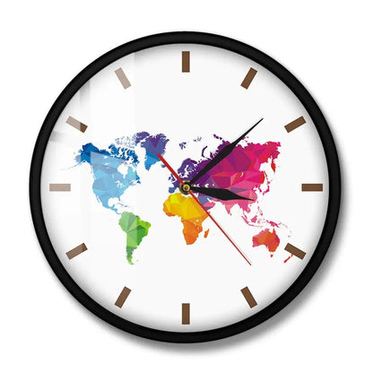 Horloge Carte du Monde Multicolore - Horloge Design