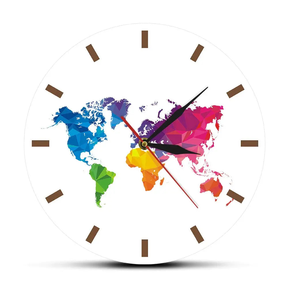 Horloge Carte du Monde Multicolore - Sans cadran - Horloge Design