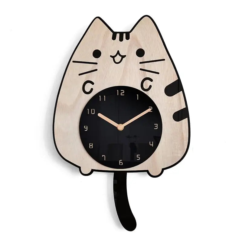 Horloge Chat avec Balancier - Noir - Horloge Design