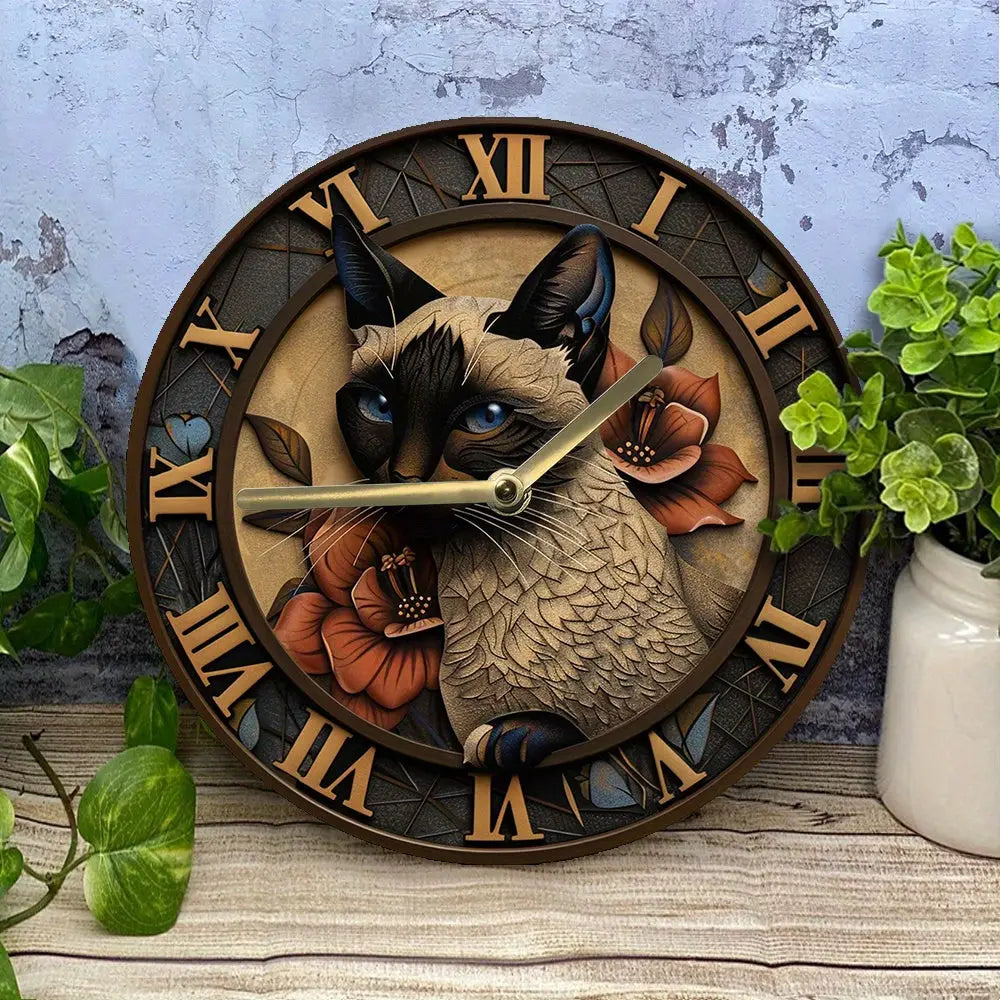 Horloge Chat Kovou - 20cm